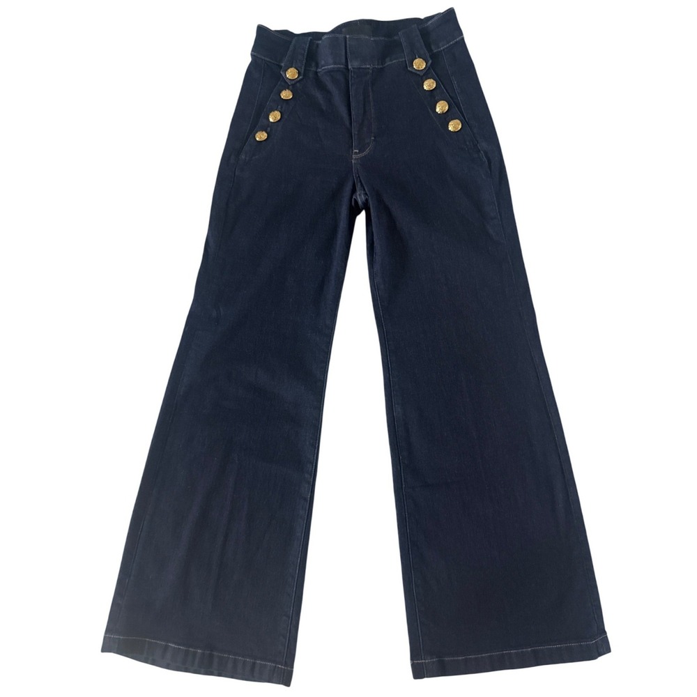 White House Black Market WHBM High-Rise Mariner Wide Leg Jeans Sailor Dark Sz 8 - Picture 2 of 15